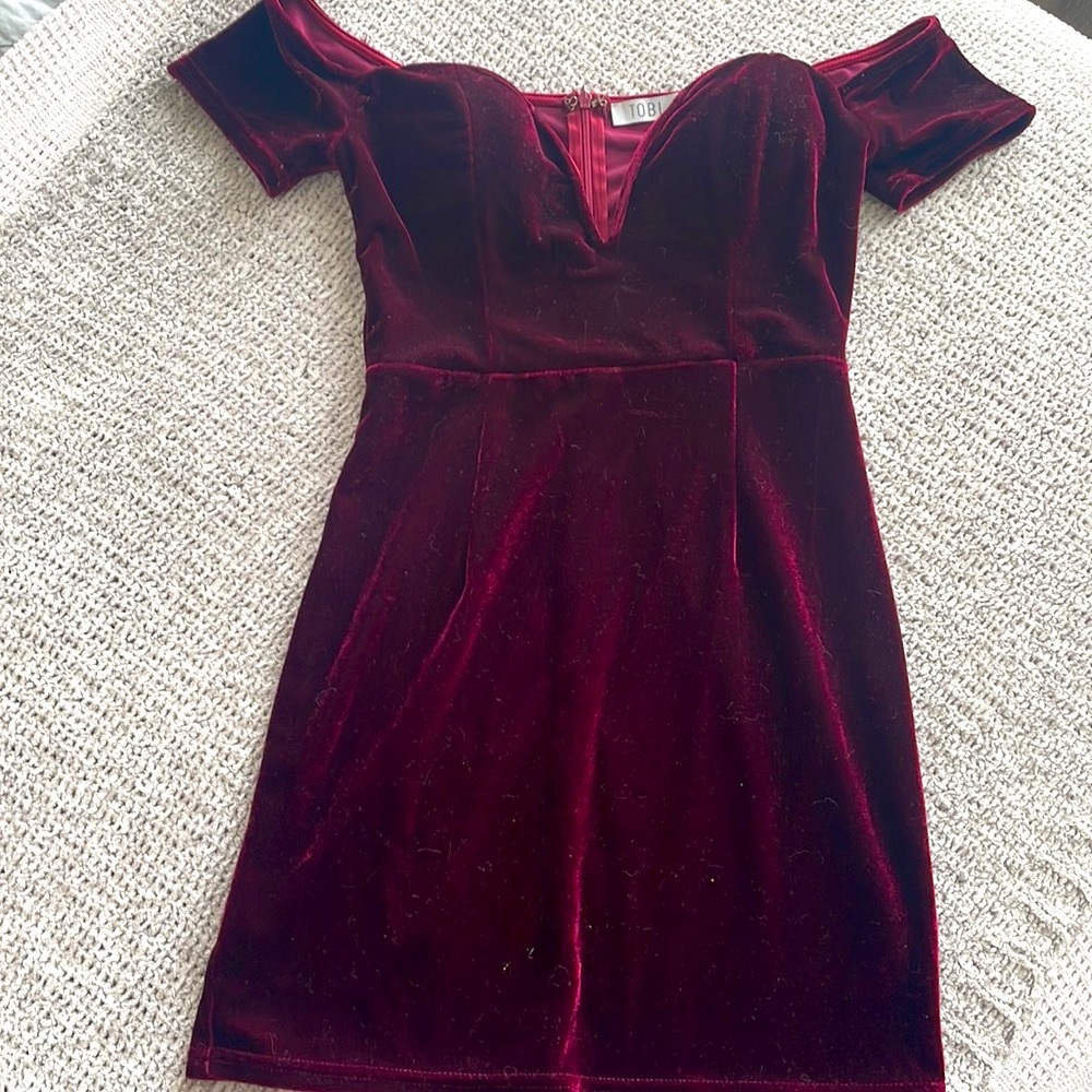 Tobi Deep V Red Mini Dress